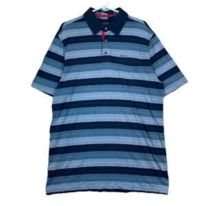 Fox Racing Polo Shirt Men’s XL Striped Gray Navy Red Casual Cotton Moto MX
